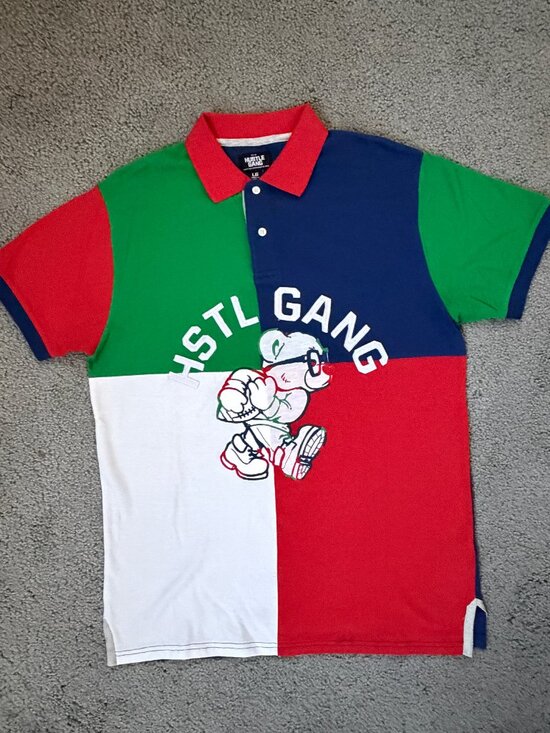 Hustle Gang Other - Hustle Gang Men's Big Mood Colorblock Polo Shirt Size Large L Trap Uniform Bear